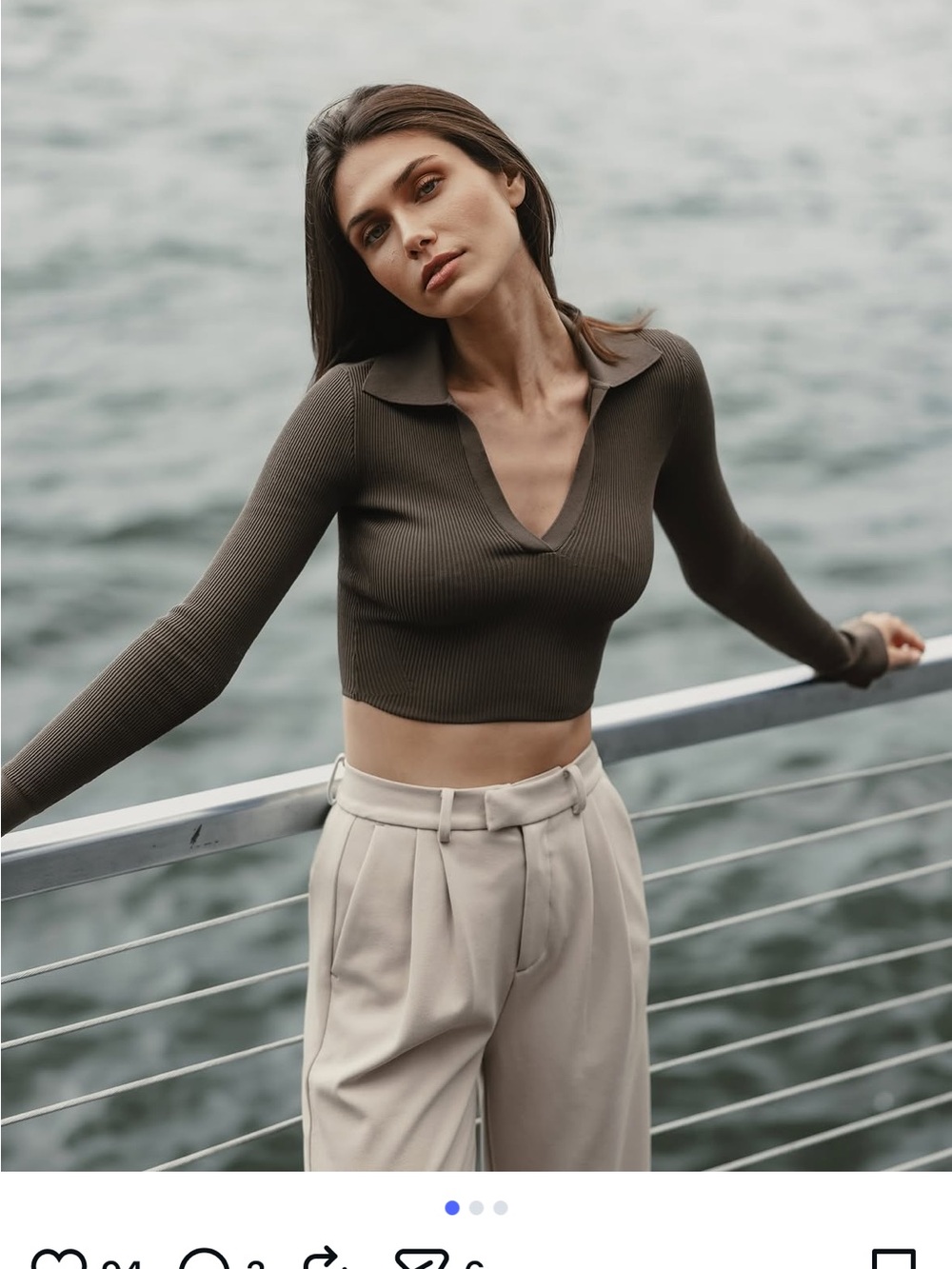 Cuts Clothing Olive Ribbed Long Sleeve Crop Top